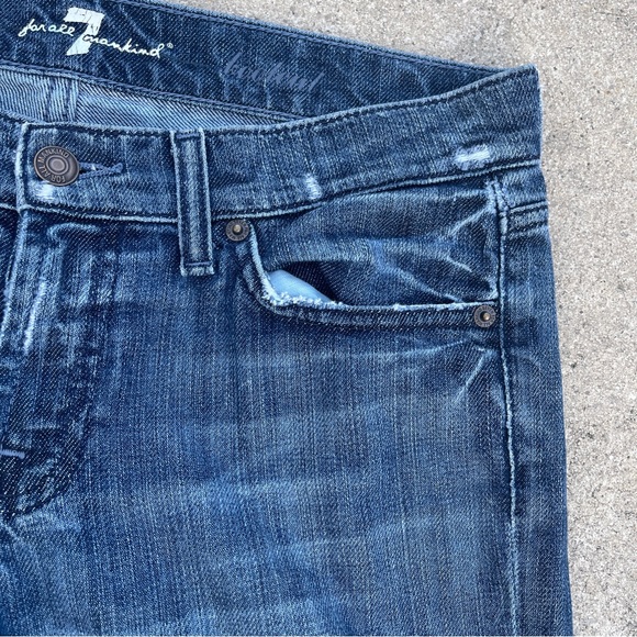 7 for ALL MANKIND Distressed Denim Bootcut Jeans Women's 28 Y2K inspired - Picture 7 of 13